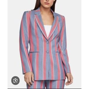 BCBGMAXAZRIA Women's Striped Blazer, Red Blue‎ White, Casual Career Jacket